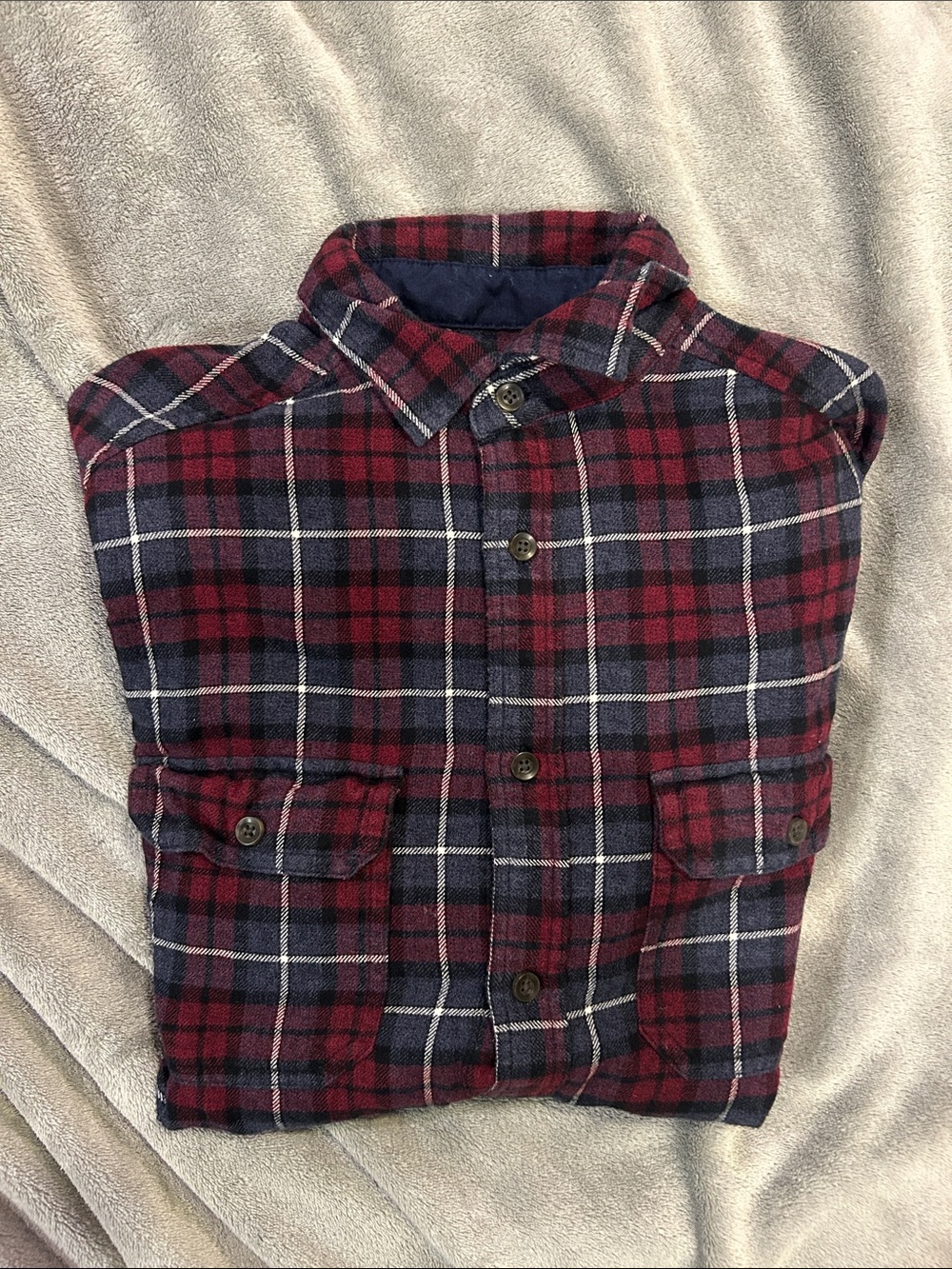 Goodfellow & Co Red and Navy Plaid Button-Down Shirt
